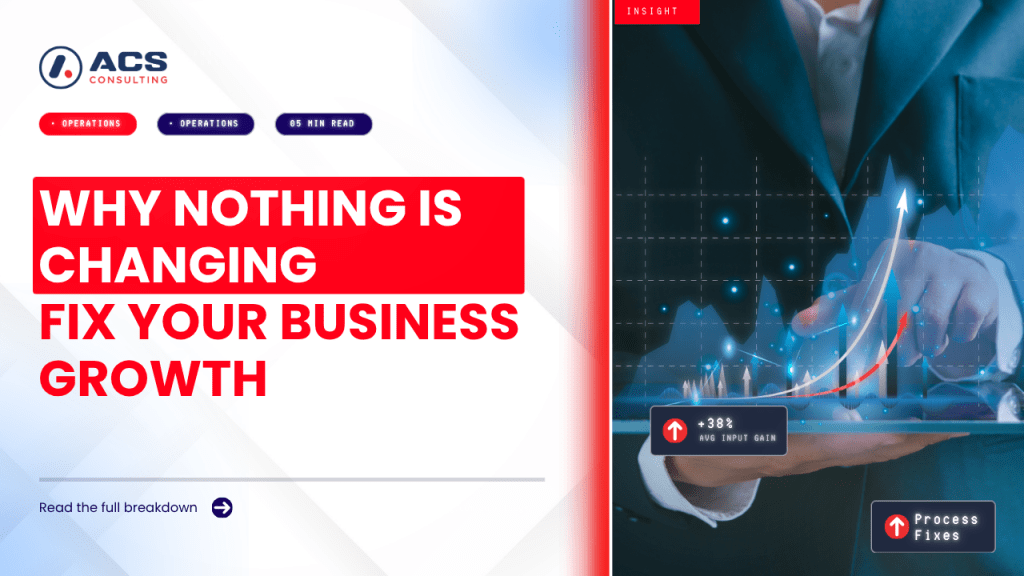 Business not growing analysis showing common growth barriers, system failures, and operational inefficiencies