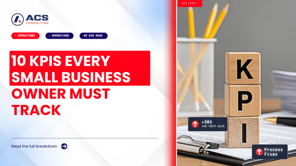 Small Business KPIs guide highlighting ten powerful metrics business owners should track to improve performance, profitability, growth, and decision-making in 2026.