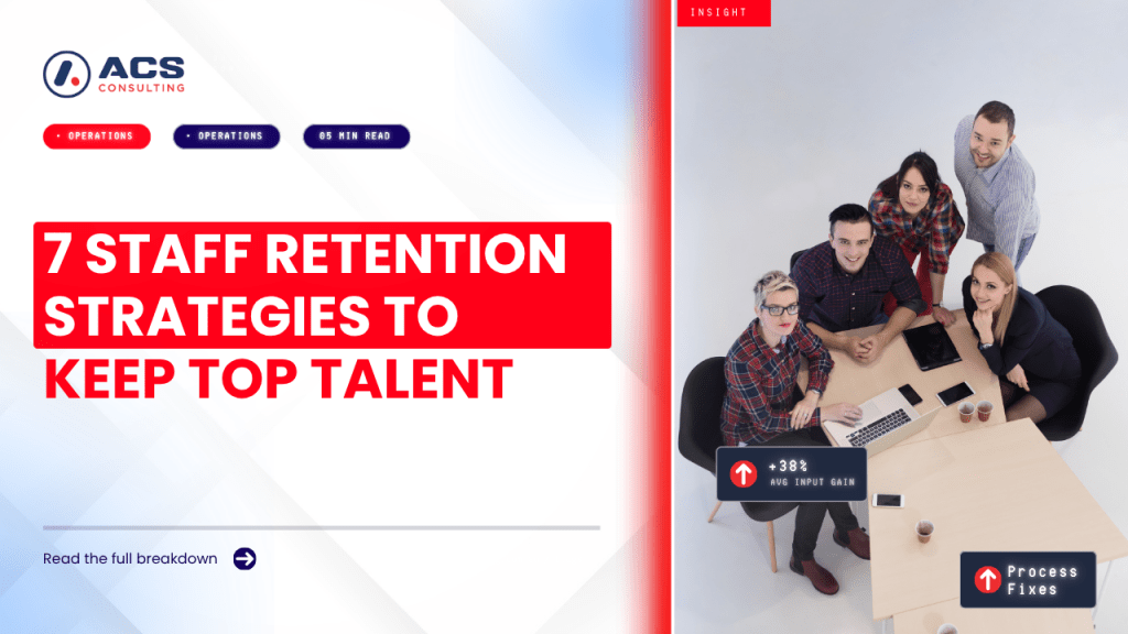 Staff Retention guide explaining seven smart strategies businesses can use to improve employee satisfaction, engagement, and loyalty in 2026.