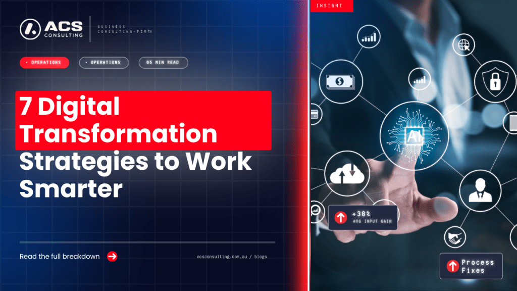 Digital Transformation guide explaining seven smart ways small businesses can use technology to improve efficiency, automate processes, and work smarter in 2026.
