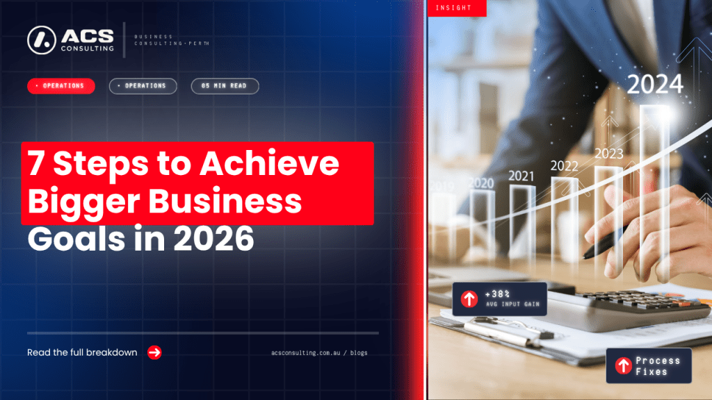 Business Goals guide explaining seven smart strategies to set, track, and achieve meaningful business objectives for growth and success in 2026.