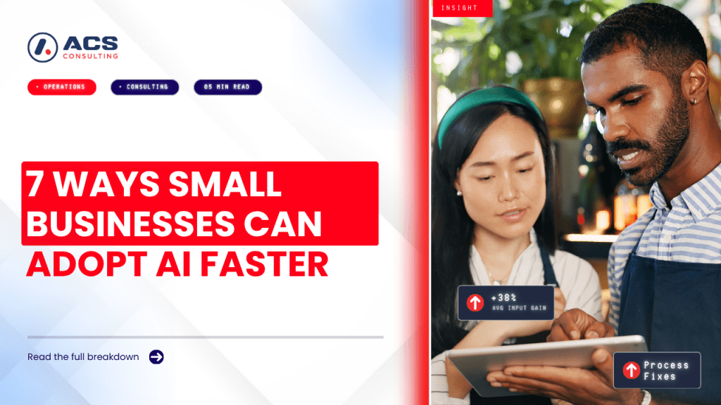 AI for Small Business guide explaining seven smart strategies to overcome adoption barriers and use artificial intelligence effectively in 2026.
