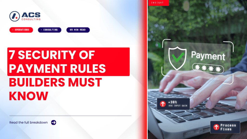 Security of Payment guide explaining seven key things Australian builders should know about protecting cash flow, payment rights, and construction contracts in 2026.