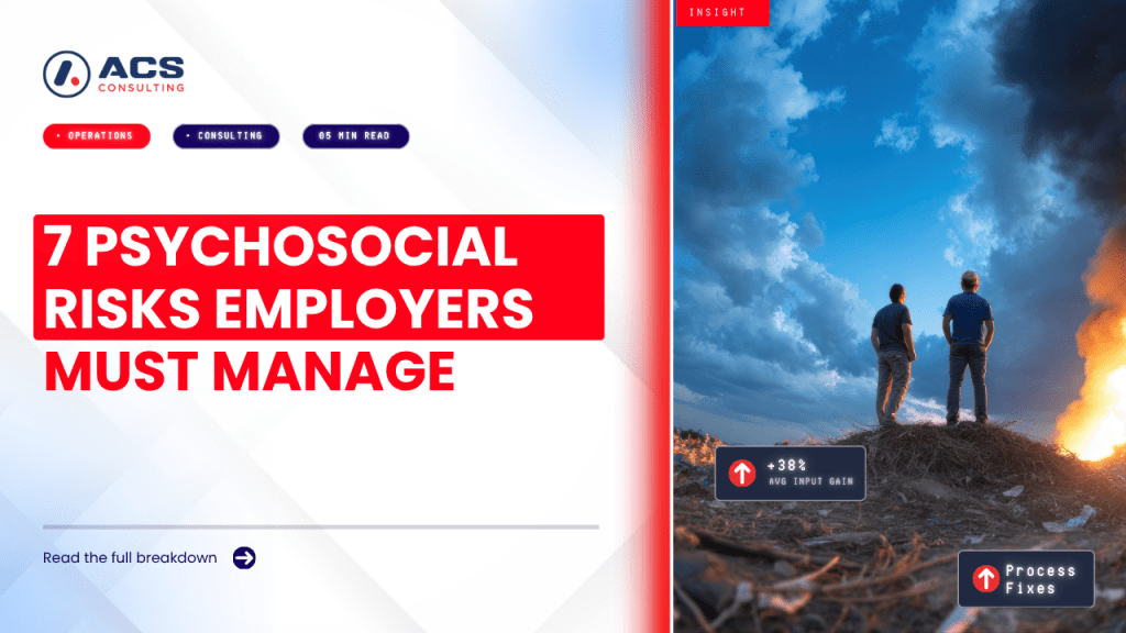 Psychosocial Hazards guide explaining seven key workplace risks Australian employers must manage to support employee wellbeing and safety in 2026.