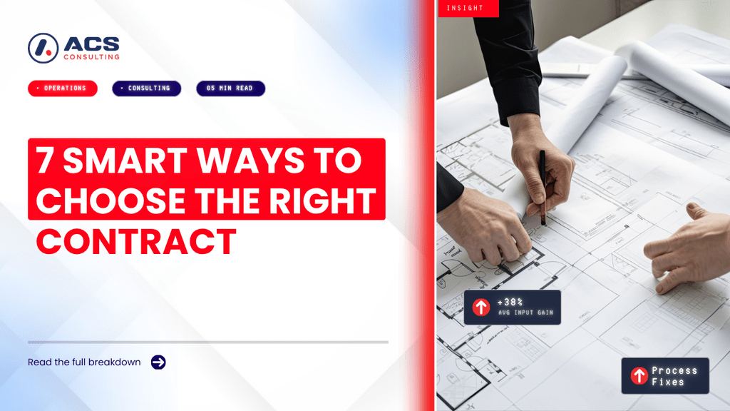 Design and Construct Contracts guide explaining seven smart ways businesses can compare scope, design responsibility, pricing, risk, variations, timeframes, and contractor capability in 2026.