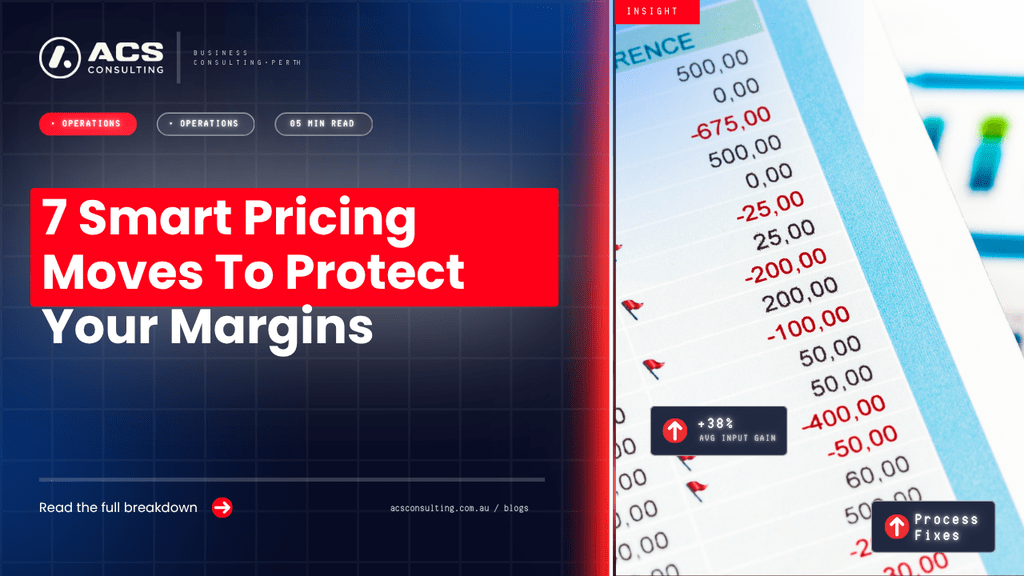 Pricing Strategy guide explaining seven ways businesses can protect profit margins through cost analysis, value-based pricing, competitor research, pricing reviews and data.